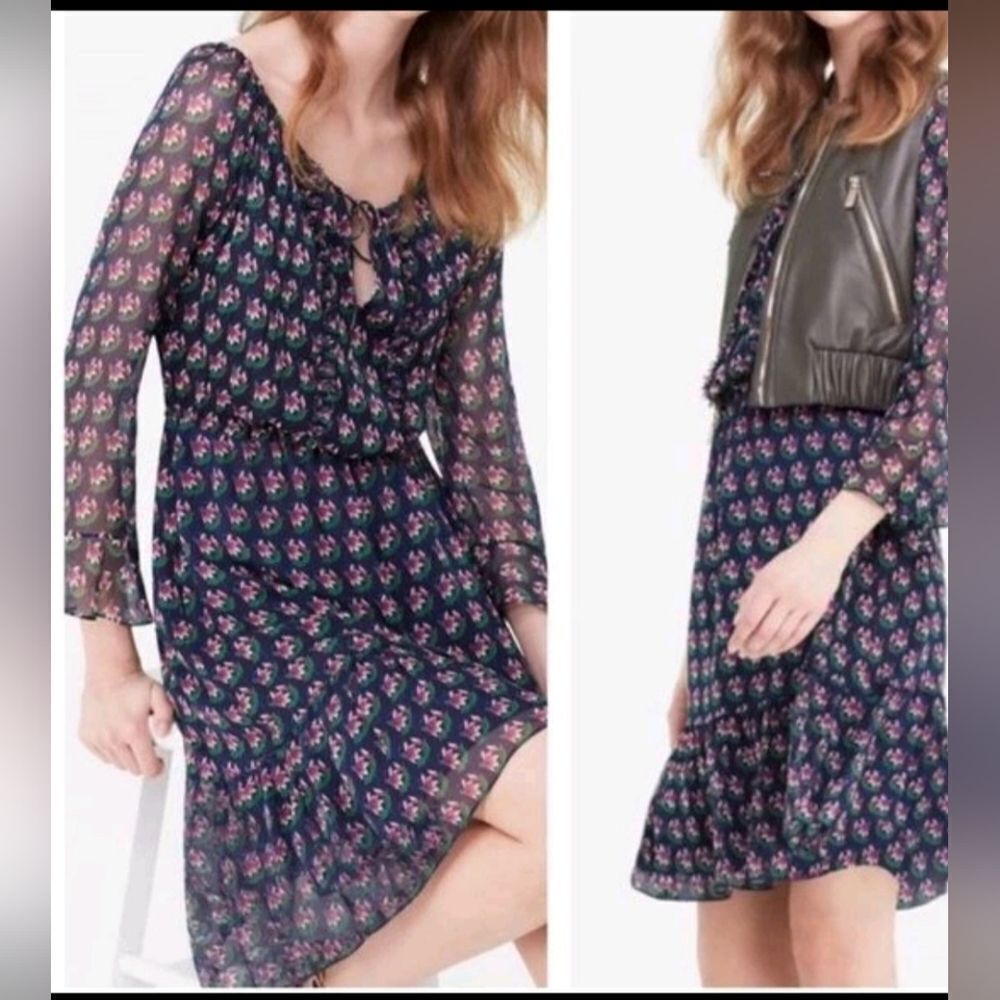 Diane Von Furstenberg Simonia Floral Blue Silk Dress In A Size 4